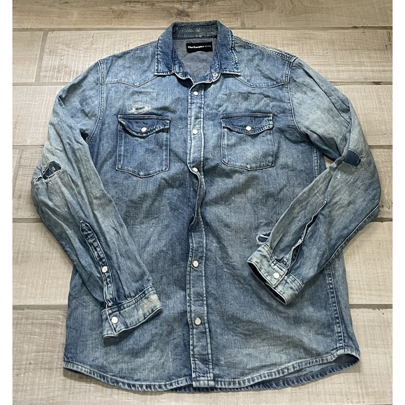 The Kooples Other - The Kooples jeans distressed denim button down shirt‎ size Medium